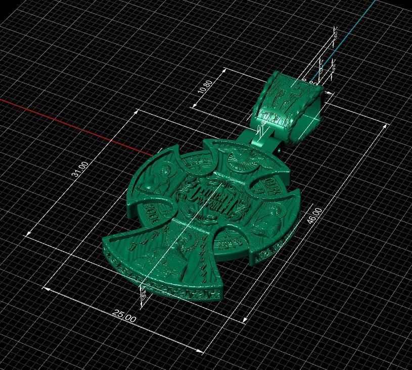 cross christian pendant in sterling silver 3D print model_40