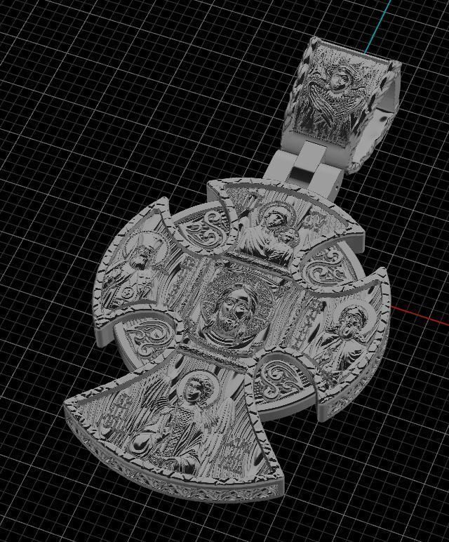 cross christian pendant in sterling silver 3D print model_35