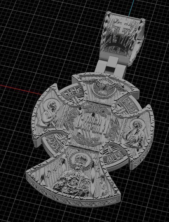 cross christian pendant in sterling silver 3D print model_34