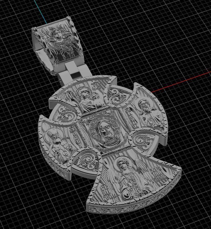 cross christian pendant in sterling silver 3D print model_36