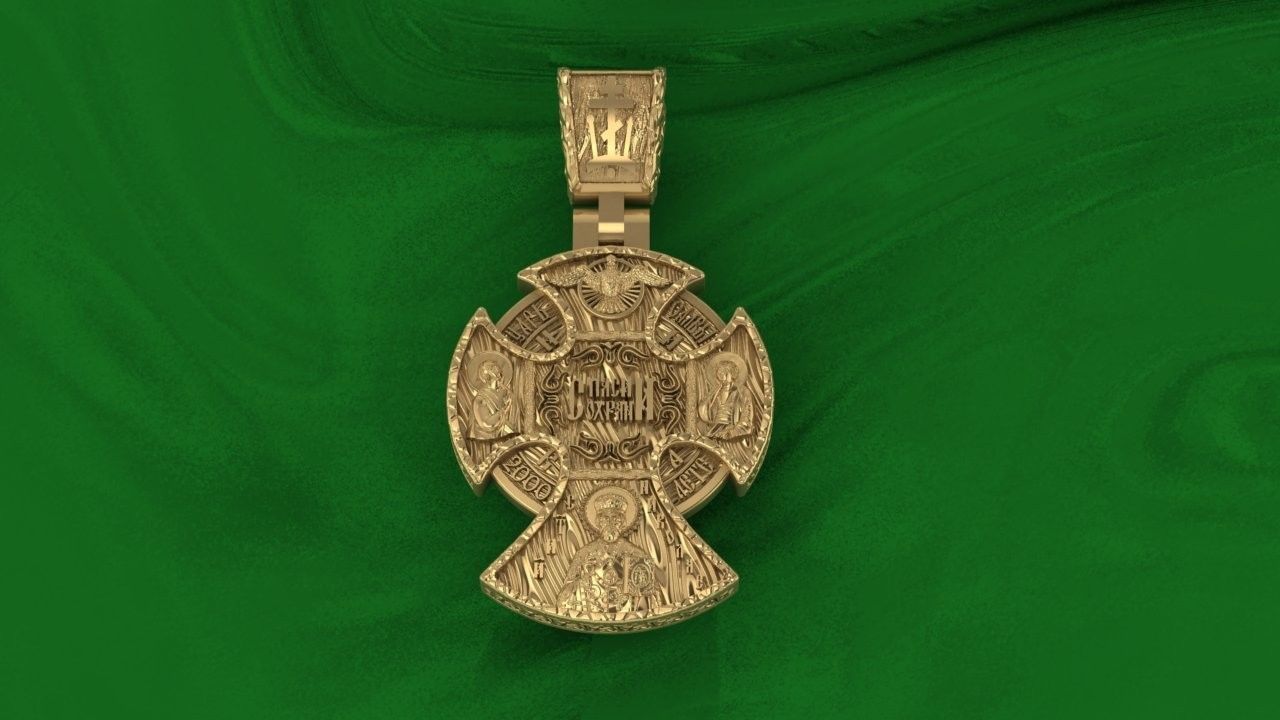 cross christian pendant in sterling silver 3D print model_11