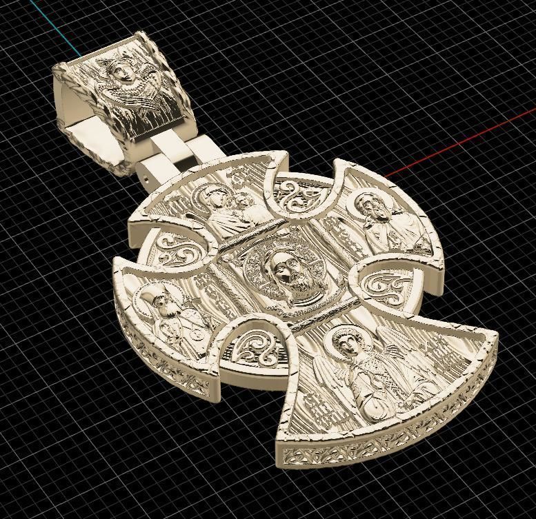 cross christian pendant in sterling silver 3D print model_15