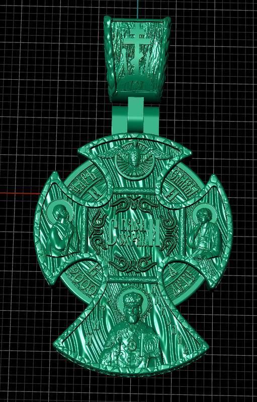 cross christian pendant in sterling silver 3D print model_27