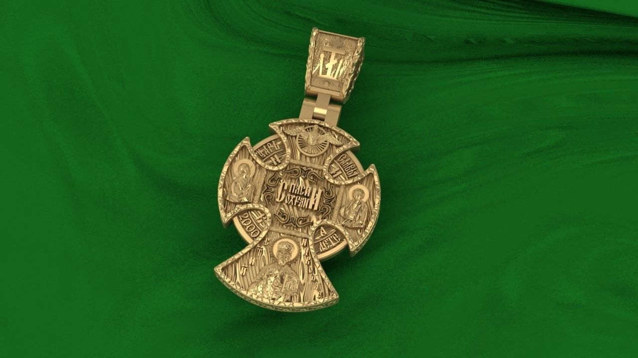 cross christian pendant in sterling silver 3D print model_13