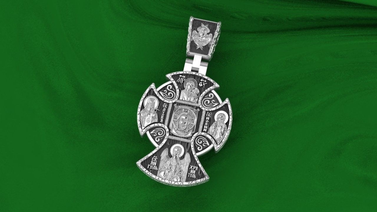 cross christian pendant in sterling silver 3D print model_7