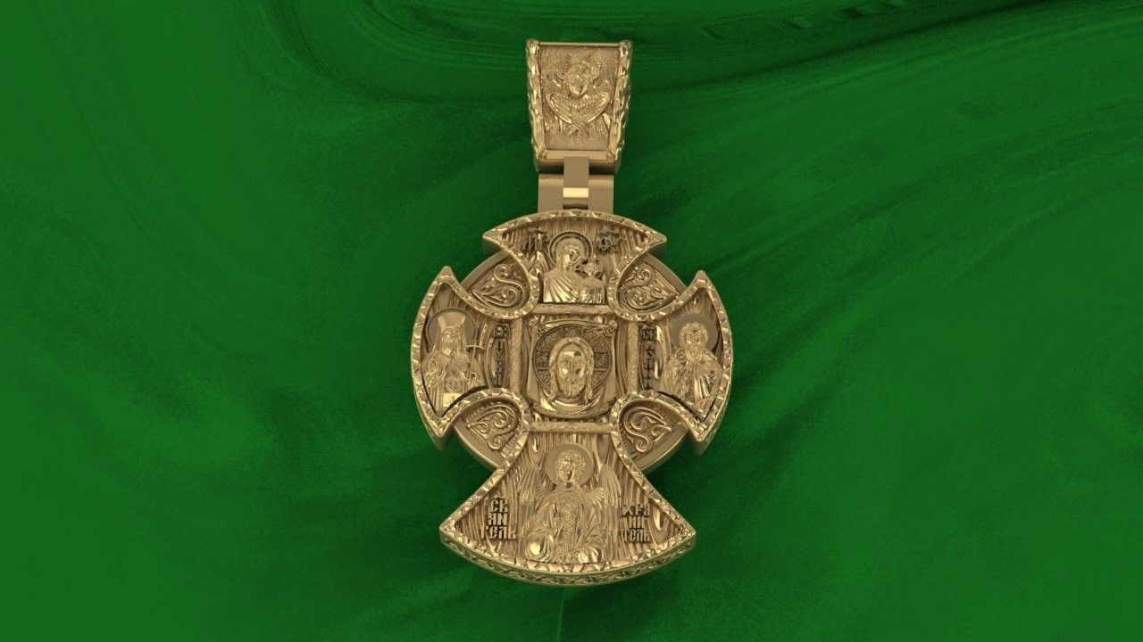 cross christian pendant in sterling silver 3D print model_12