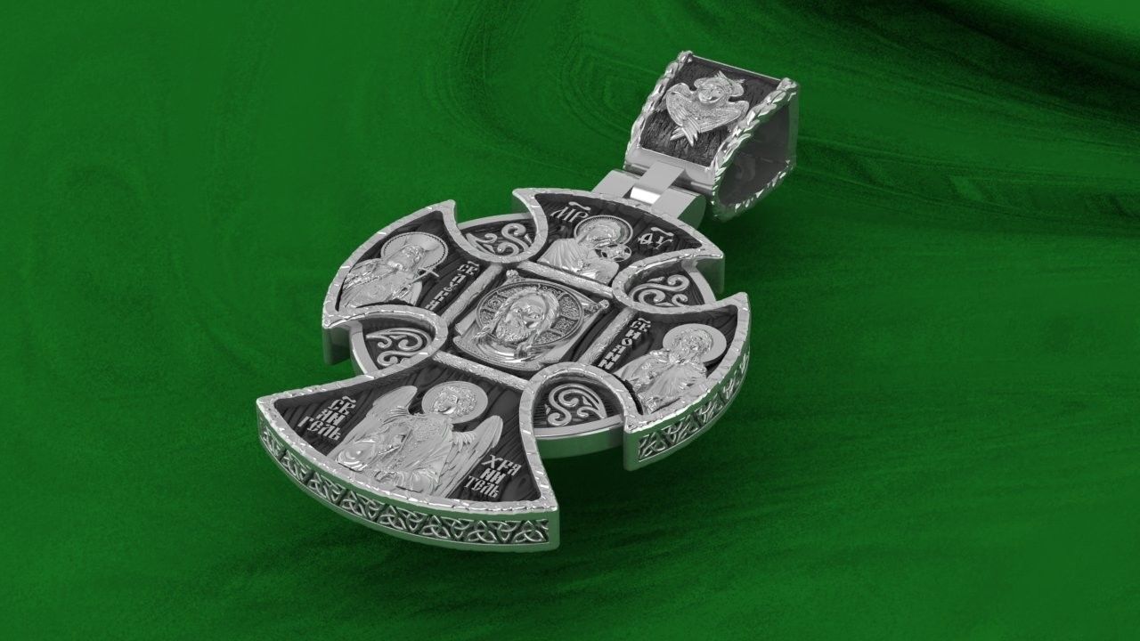 cross christian pendant in sterling silver 3D print model_2