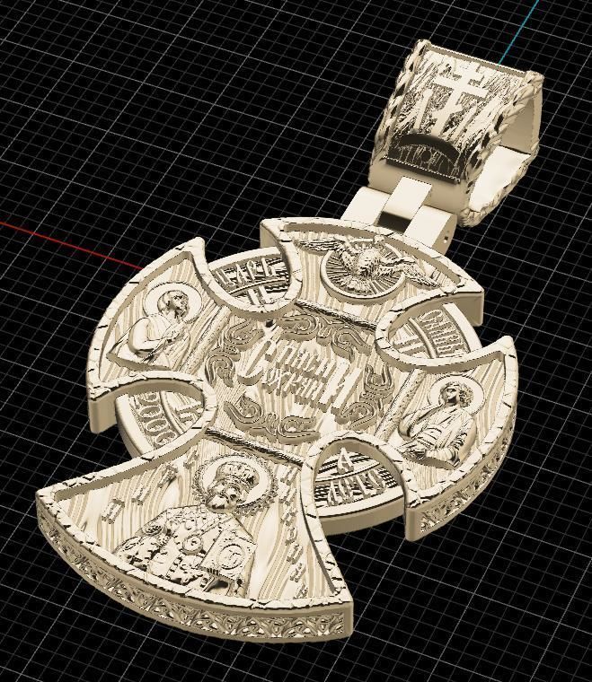 cross christian pendant in sterling silver 3D print model_16