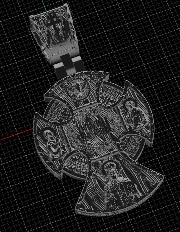 cross christian pendant in sterling silver 3D print model_30