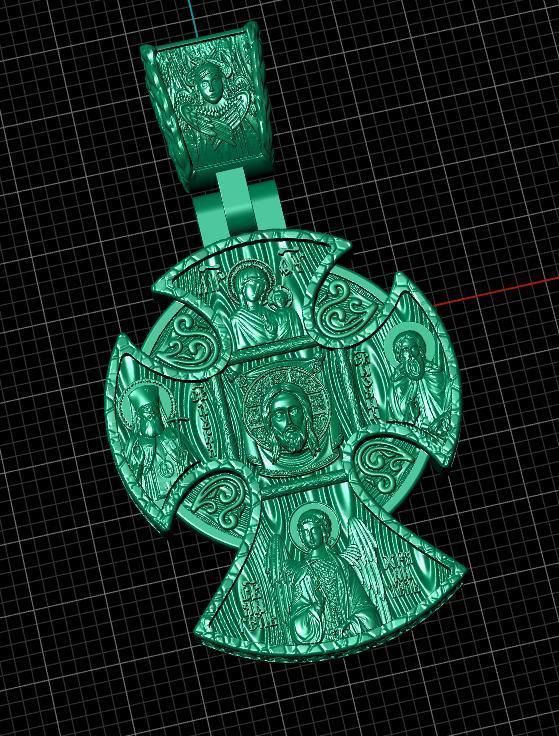cross christian pendant in sterling silver 3D print model_28