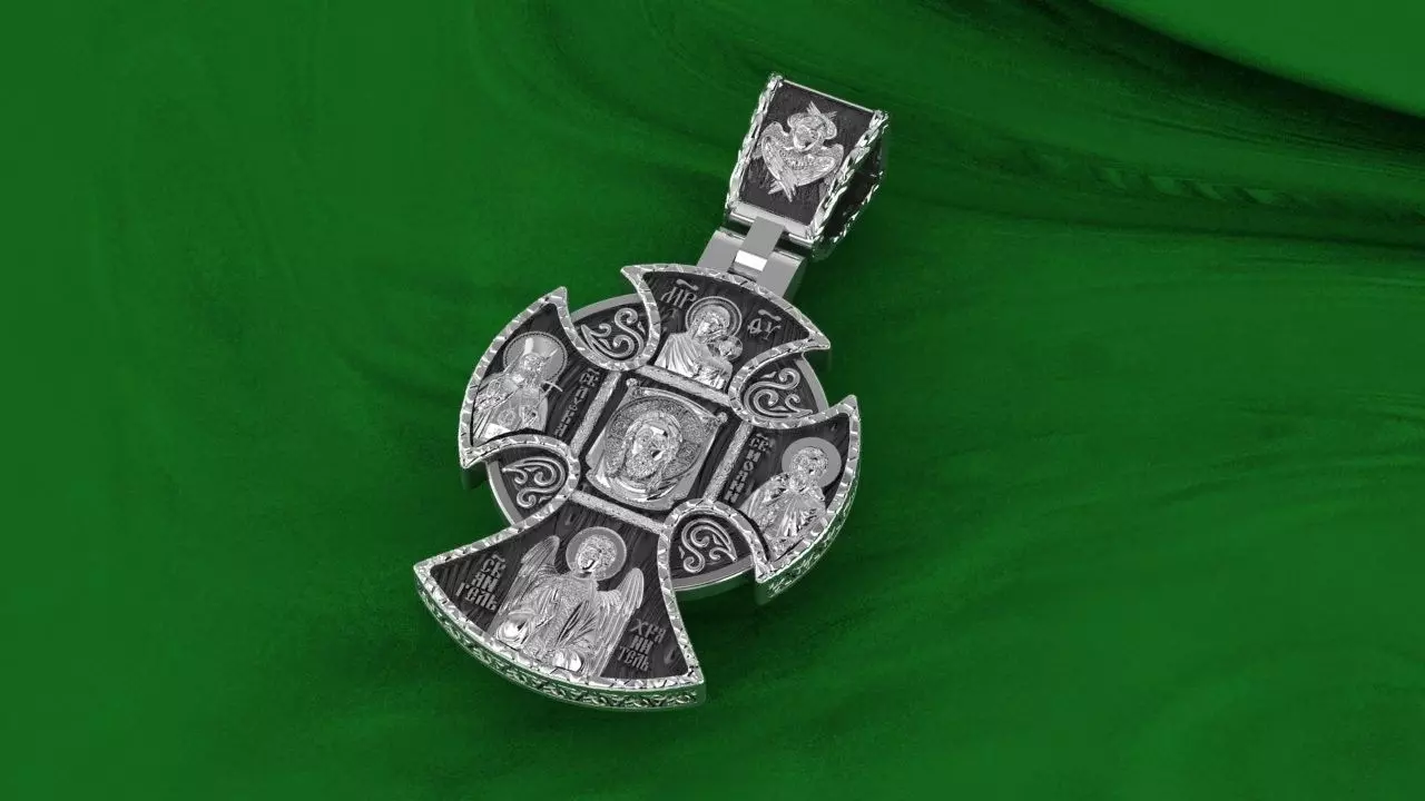 cross christian pendant in sterling silver 3D print model_0