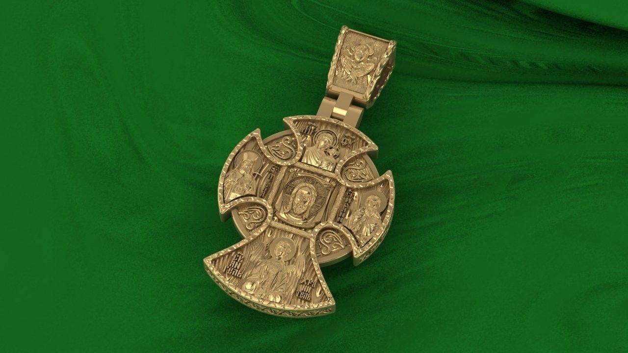 cross christian pendant in sterling silver 3D print model_5