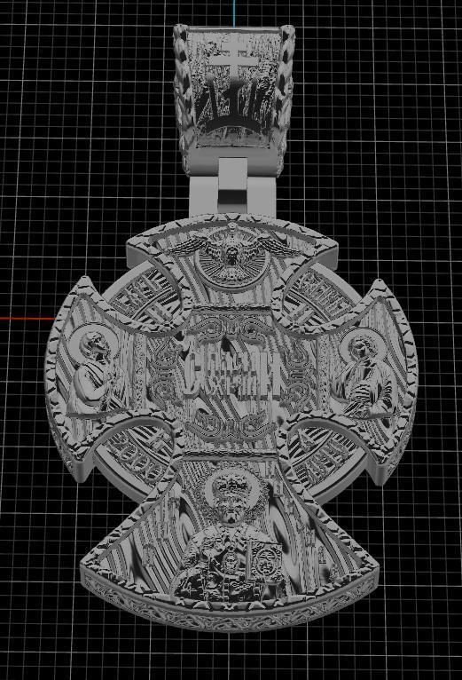 cross christian pendant in sterling silver 3D print model_31