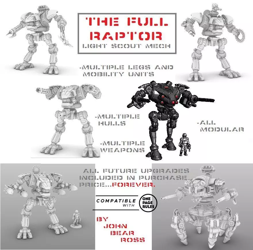 The Full Raptor - All Hulls Legs Weapons and Upgrades - FOREVER 3D print model