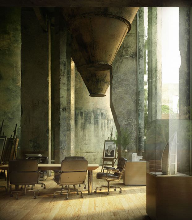 Steampunk Architectural Office 3D model_3