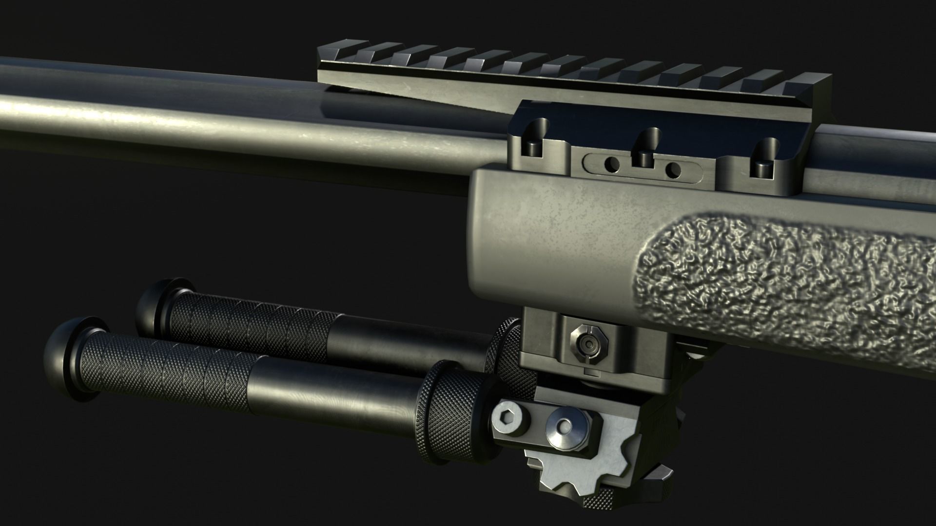 Atlas BT10 Bipod and Embedded Front Rail - Game Asset Low-poly 3D model_2