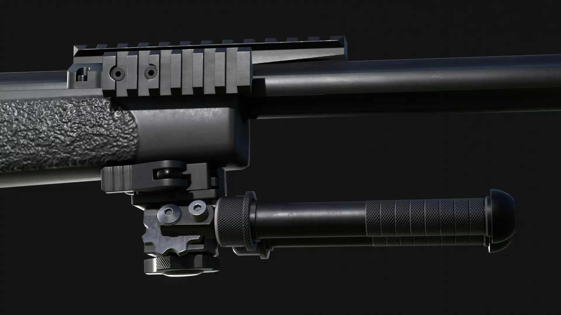 Atlas BT10 Bipod and Embedded Front Rail - Game Asset Low-poly 3D model_0