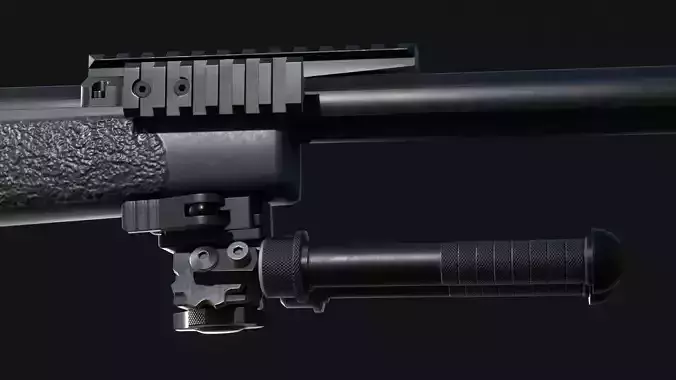 Atlas BT10 Bipod and Embedded Front Rail - Game Asset Low-poly 3D model