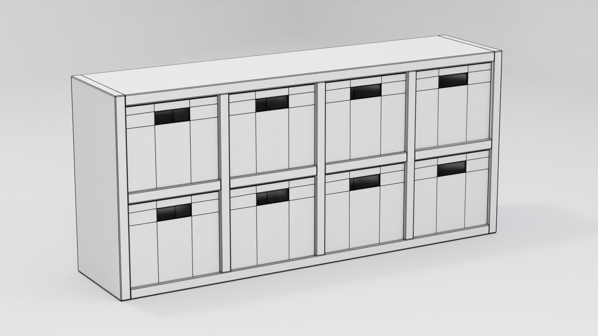 Wooden Cubby Shelf 3D model_4