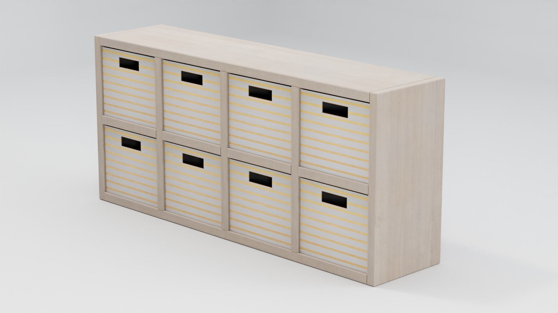 Wooden Cubby Shelf 3D model_1