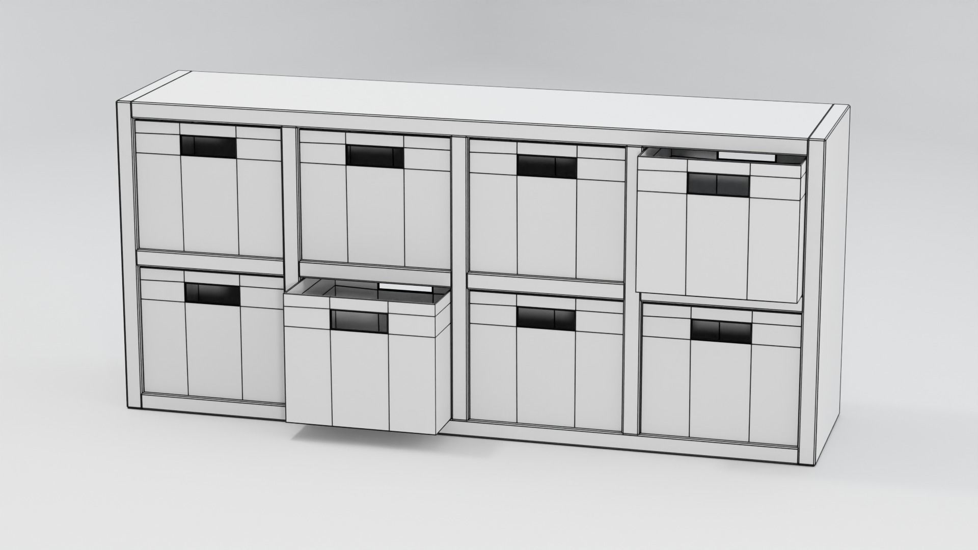 Wooden Cubby Shelf 3D model_3