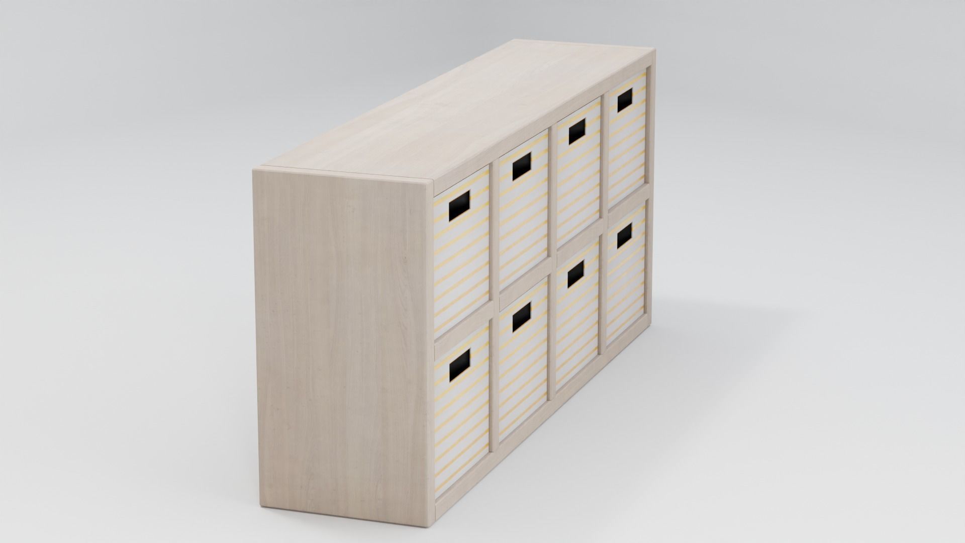 Wooden Cubby Shelf 3D model_5