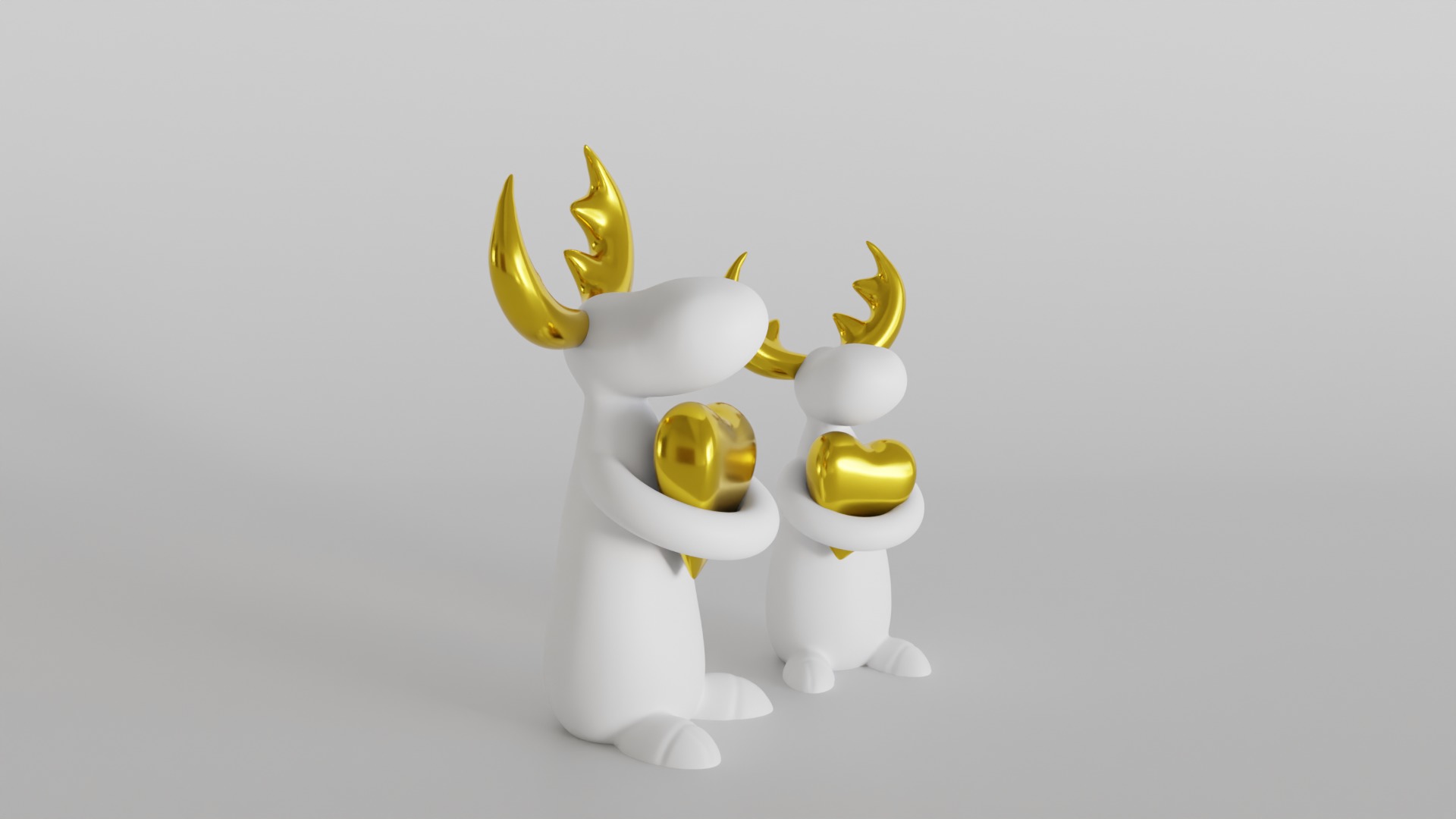 Adorable Moose Holding Gold Heart  3D print model_1