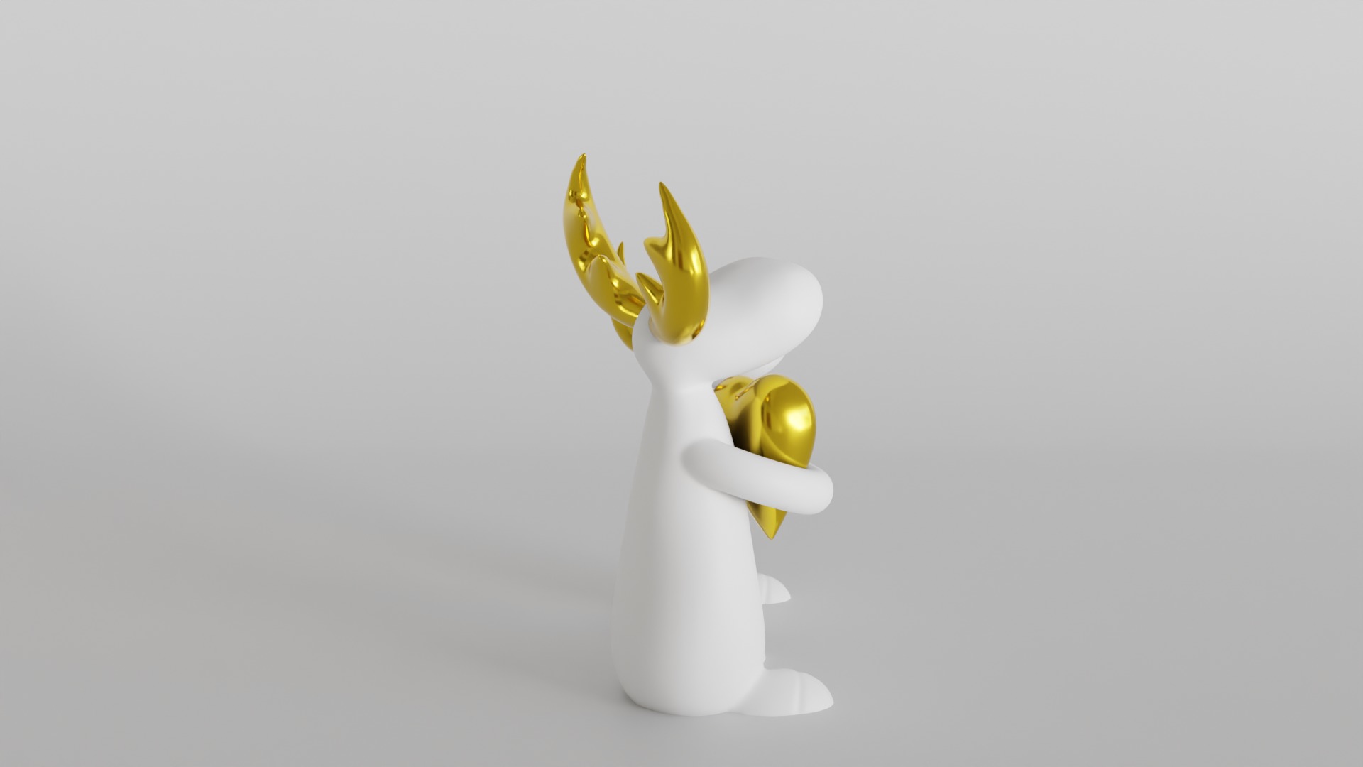 Adorable Moose Holding Gold Heart  3D print model_2