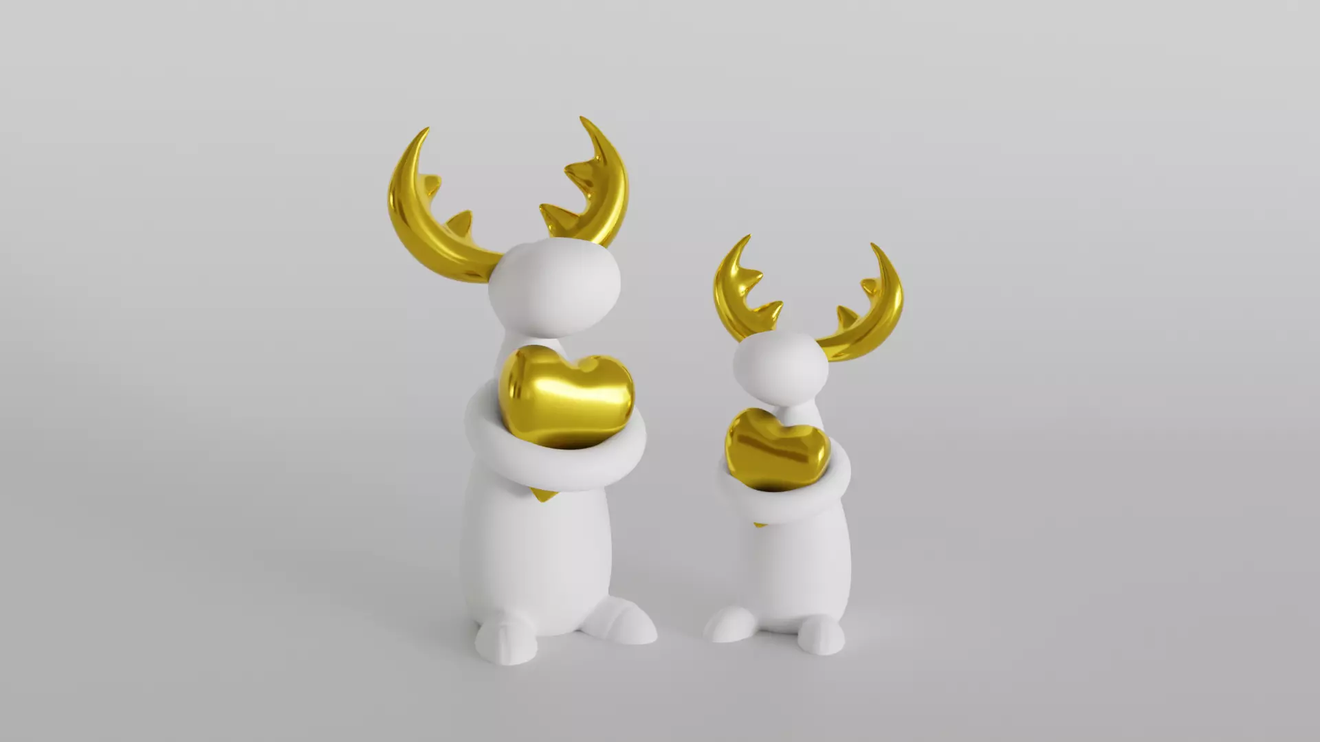 Adorable Moose Holding Gold Heart  3D print model_0