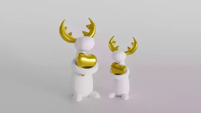 Adorable Moose Holding Gold Heart  3D print model
