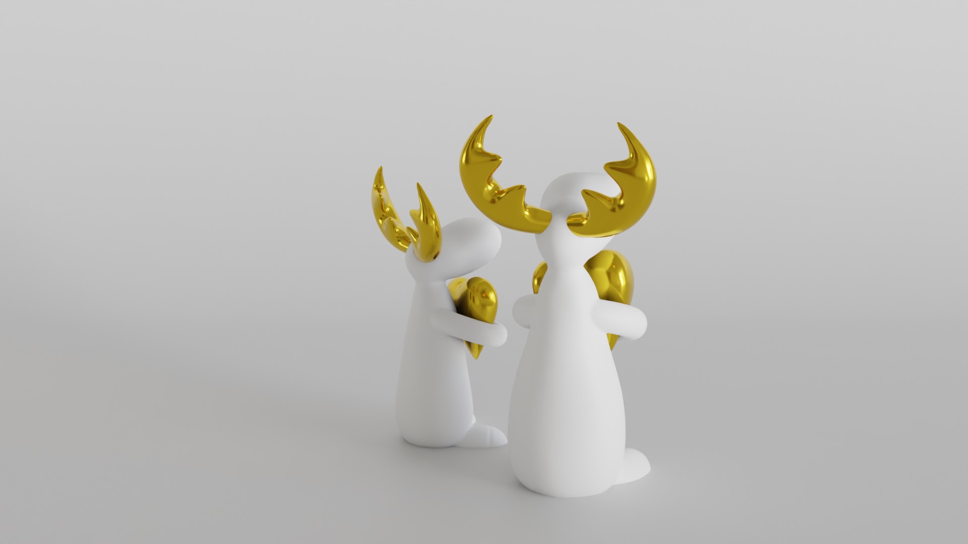 Adorable Moose Holding Gold Heart  3D print model_3