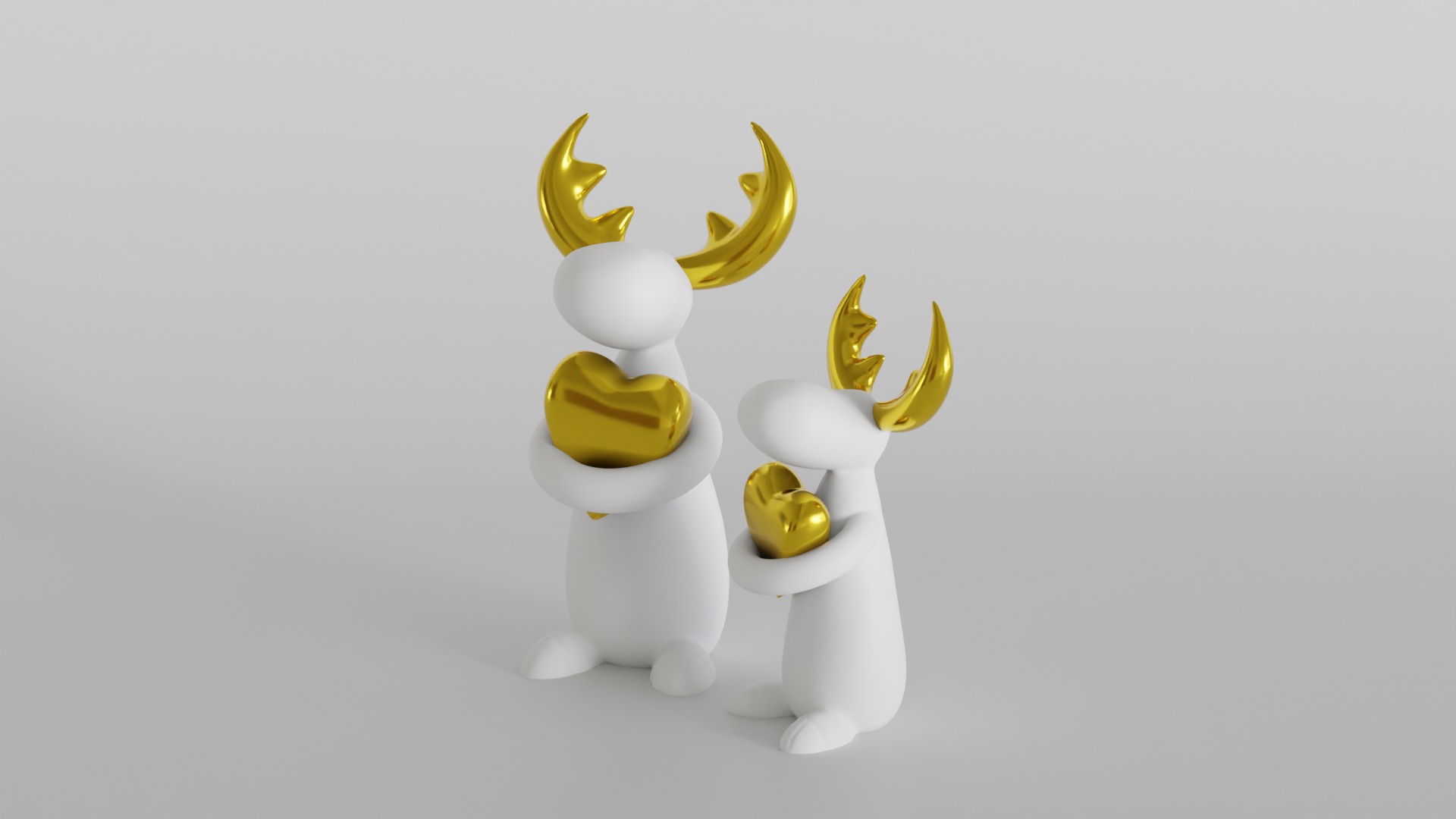 Adorable Moose Holding Gold Heart  3D print model_7