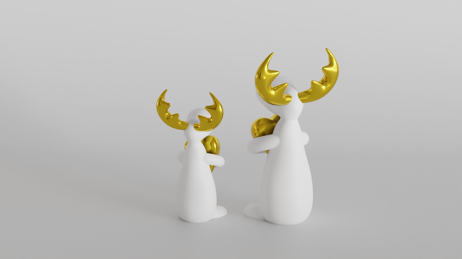 Adorable Moose Holding Gold Heart  3D print model_4