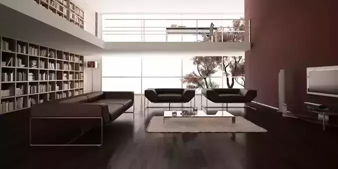 Clean And Simple Burgundy Living Room