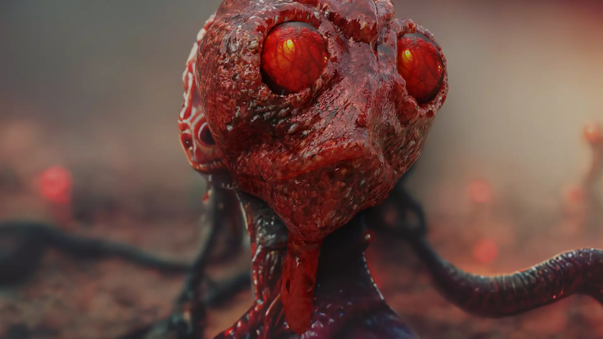 Alien Head - rigged - animated 3D model_0
