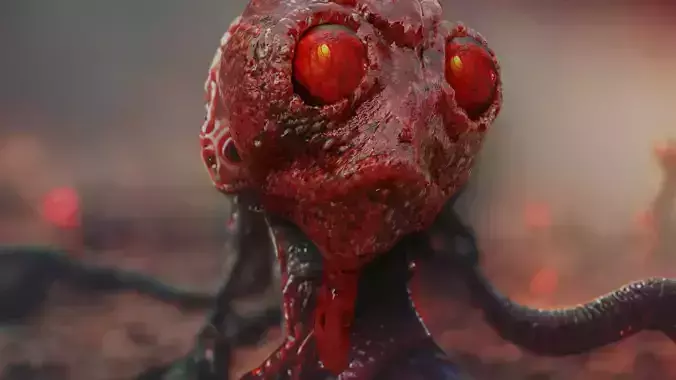Alien Head - rigged - animated