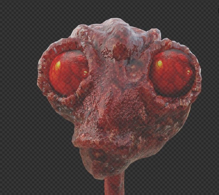 Alien Head - rigged - animated 3D model_1