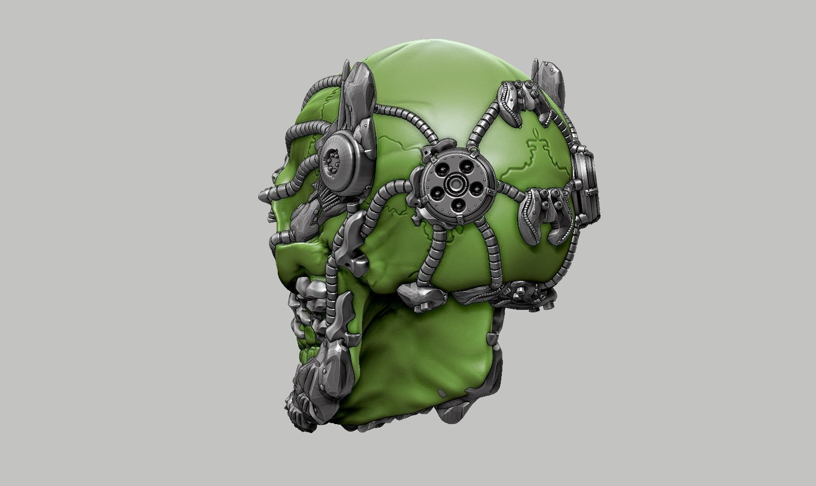 skull robot head a55 3D print model_8