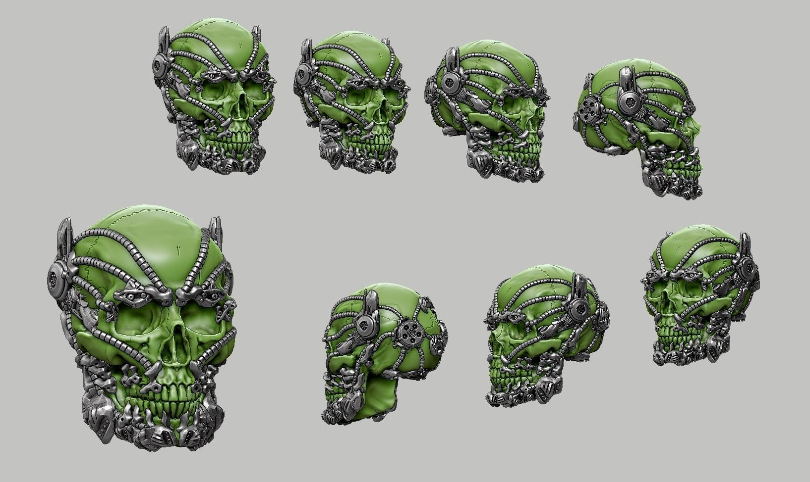 skull robot head a55 3D print model_13