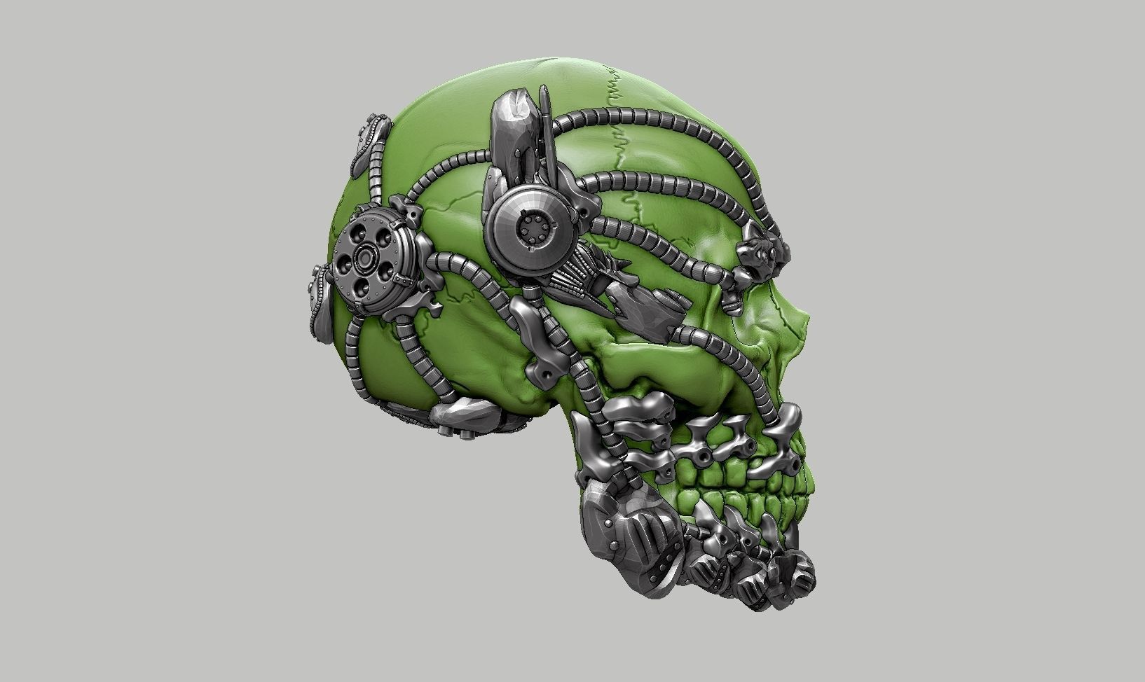 skull robot head a55 3D print model_4