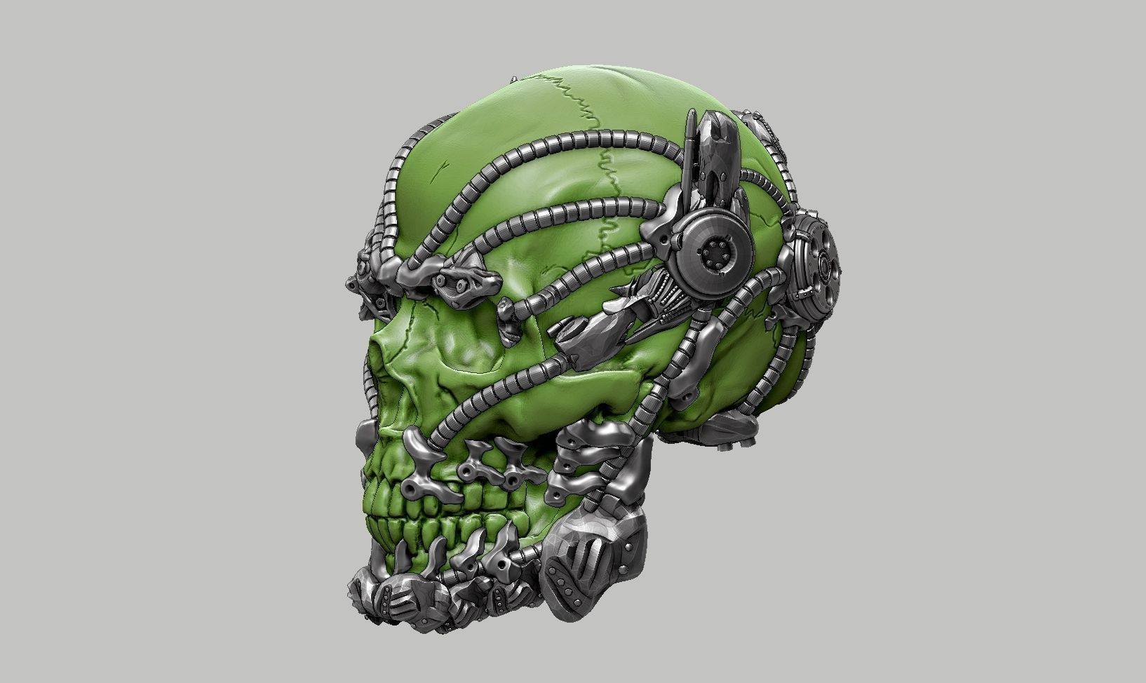 skull robot head a55 3D print model_10