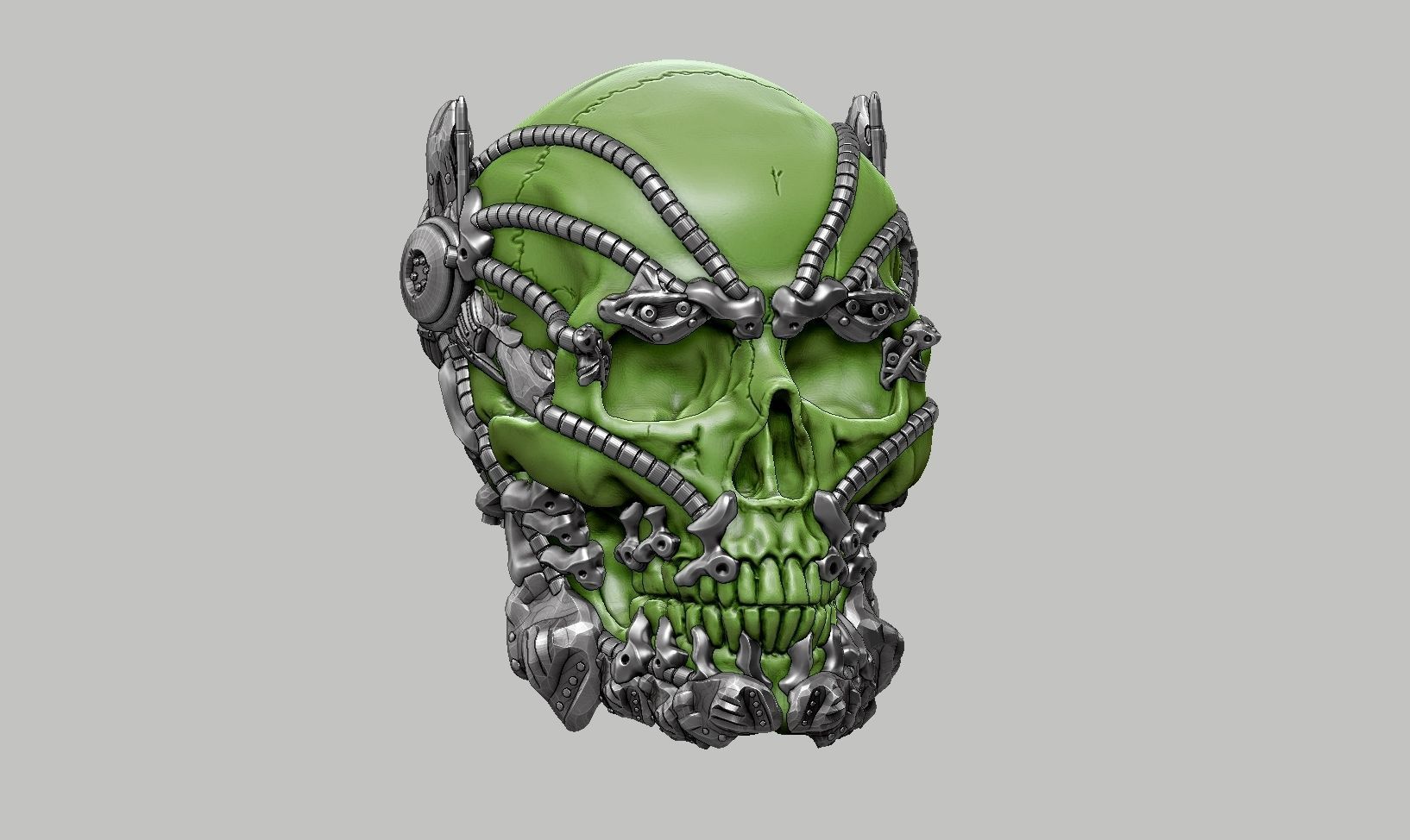 skull robot head a55 3D print model_1