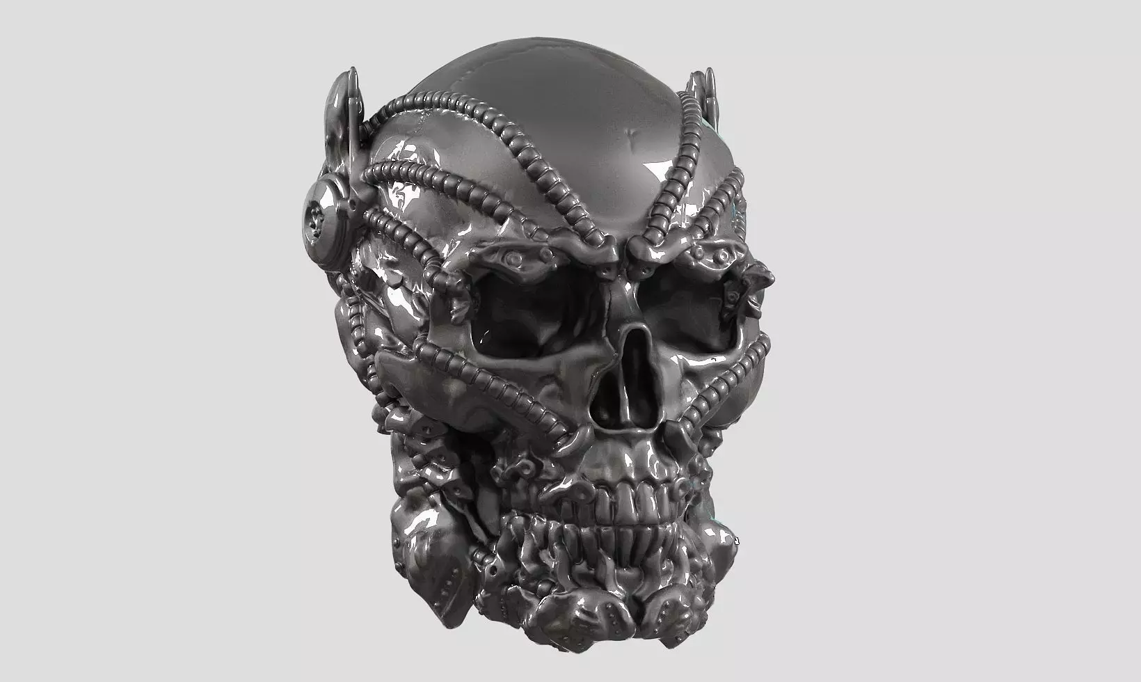 skull robot head a55 3D print model_0