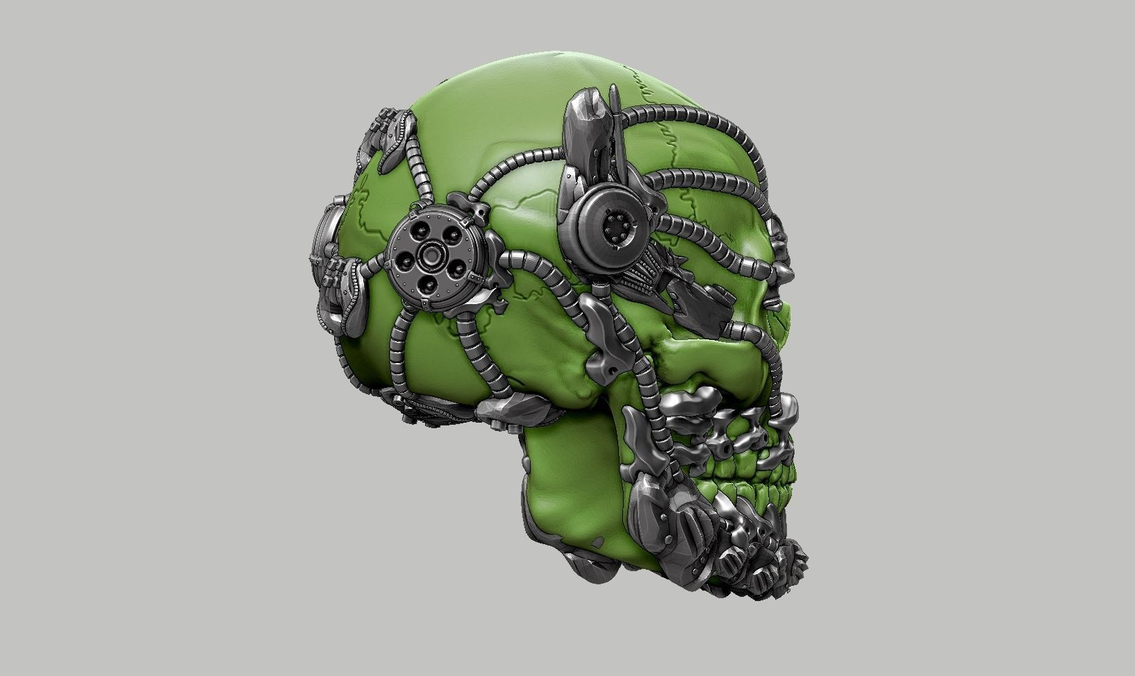skull robot head a55 3D print model_5