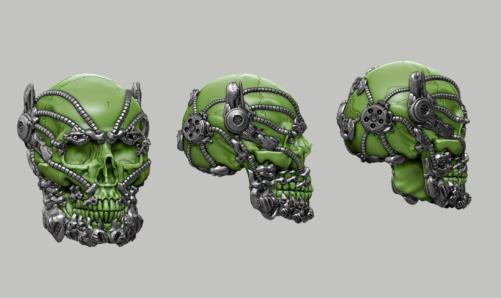 skull robot head a55 3D print model_14