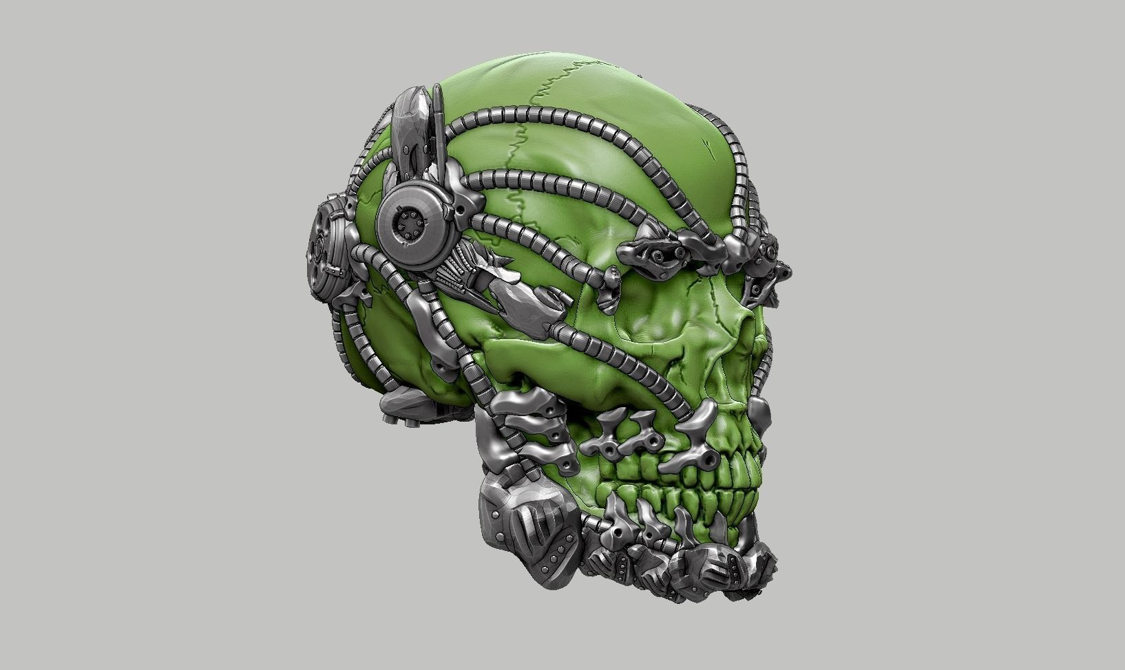 skull robot head a55 3D print model_3