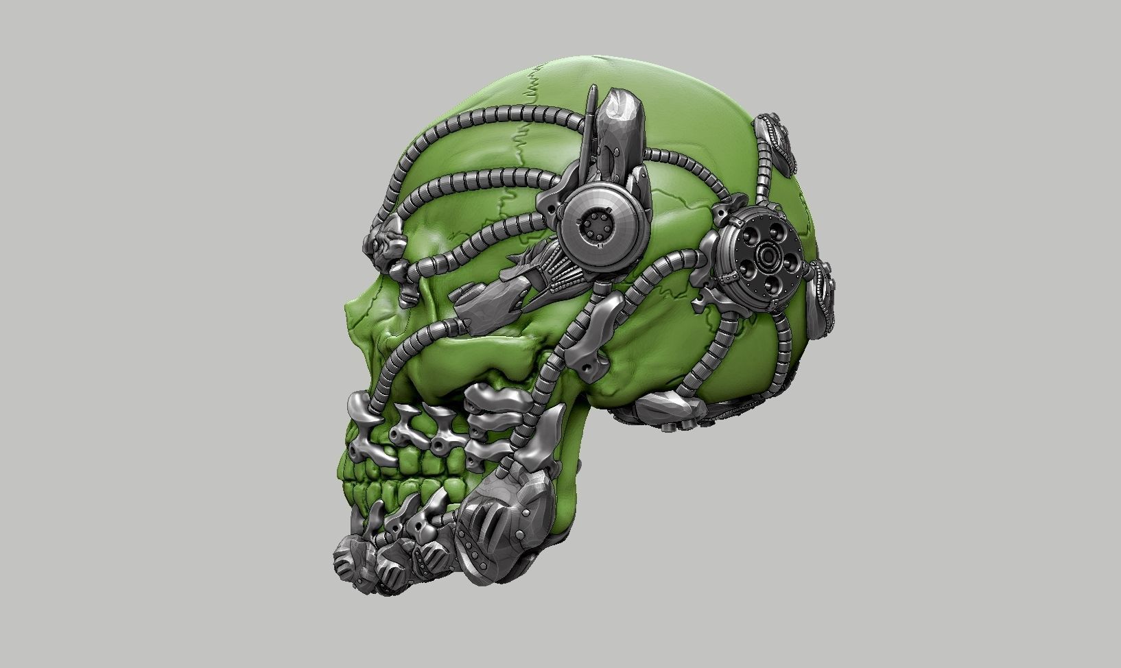 skull robot head a55 3D print model_9