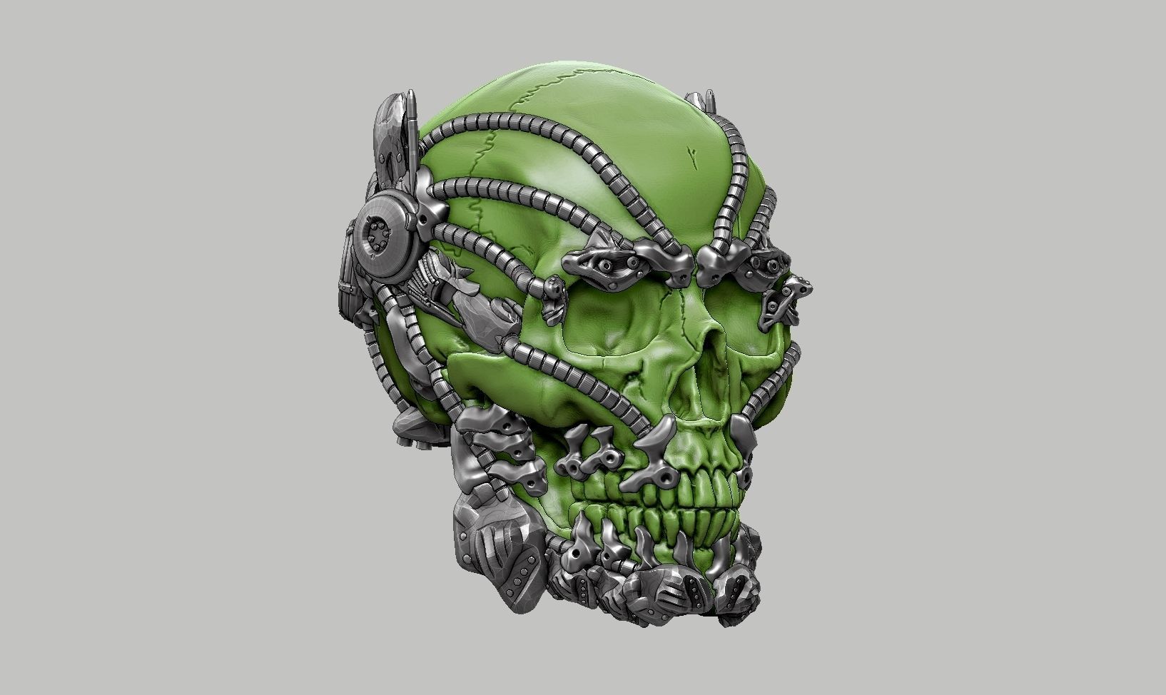 skull robot head a55 3D print model_2