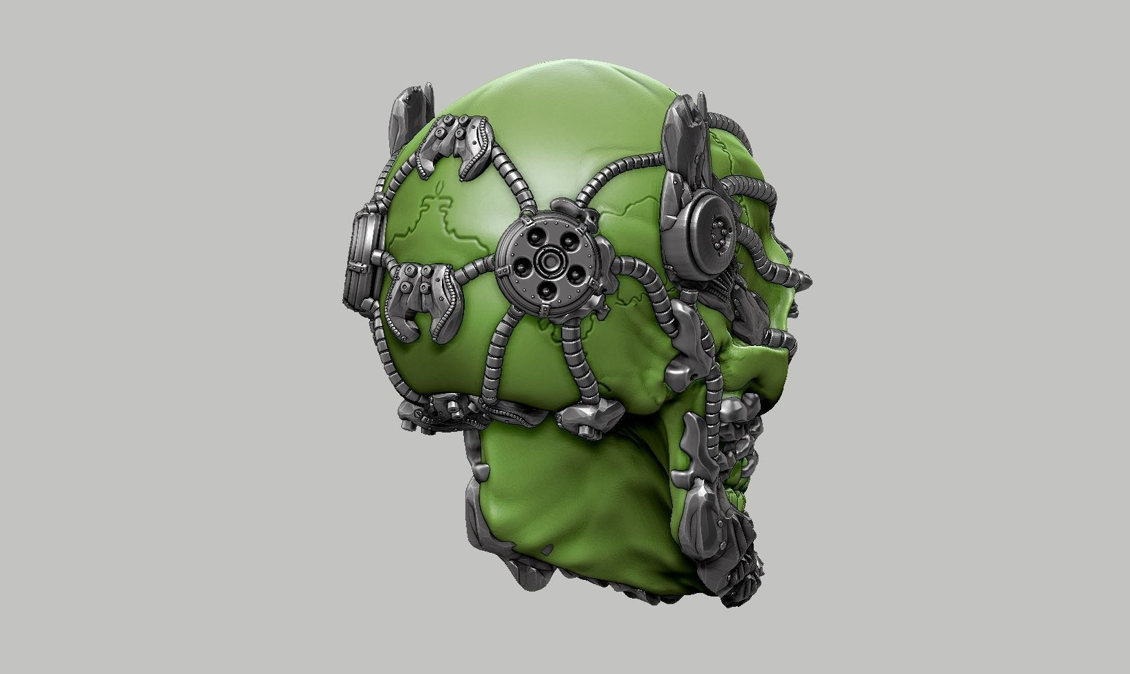 skull robot head a55 3D print model_6