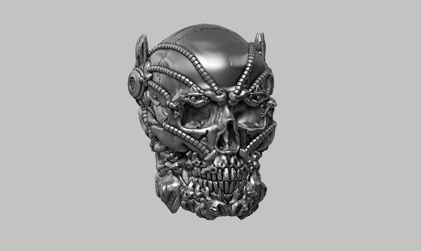 skull robot head a55 3D print model_15